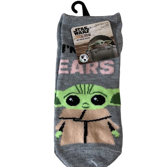 NWT Disney Star Wars mandolrian no-show socks shoe size 4-10 1 pair grey - Picture 1 of 14